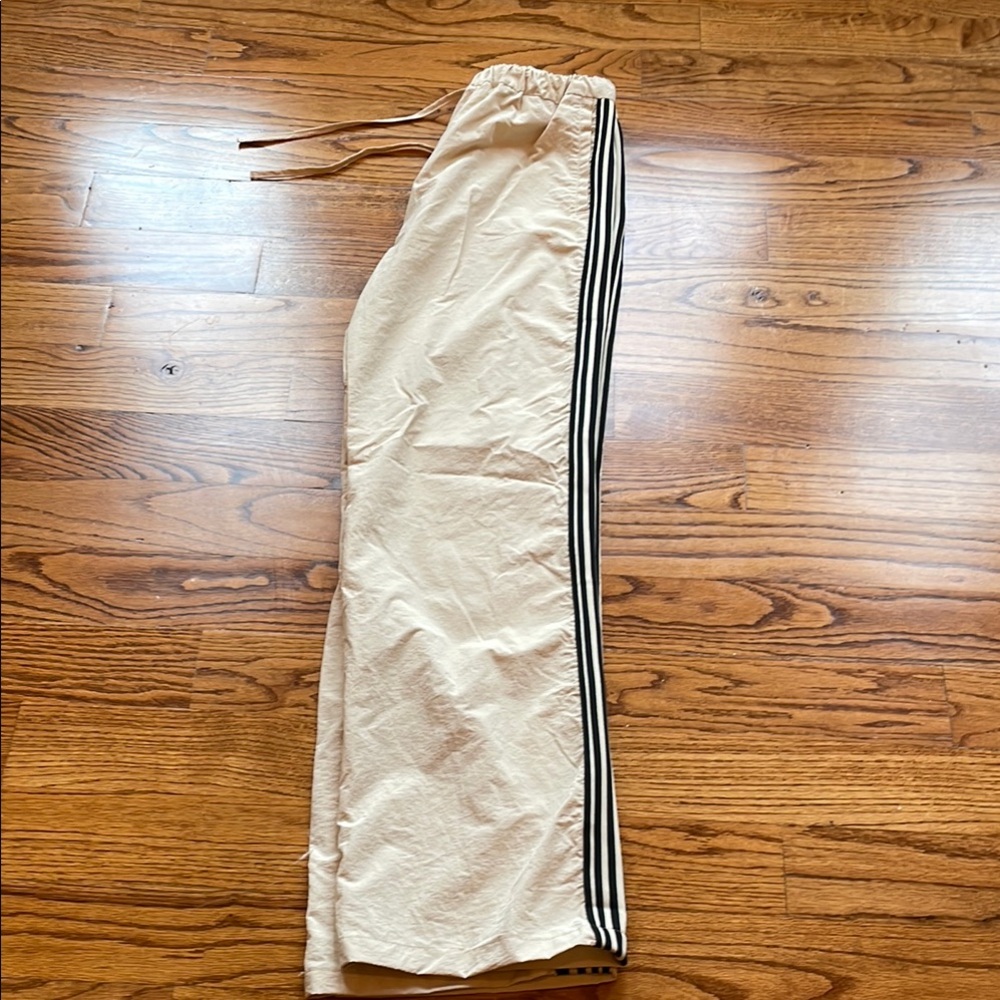 Love Tree Cream Track Pants with Black Stripes